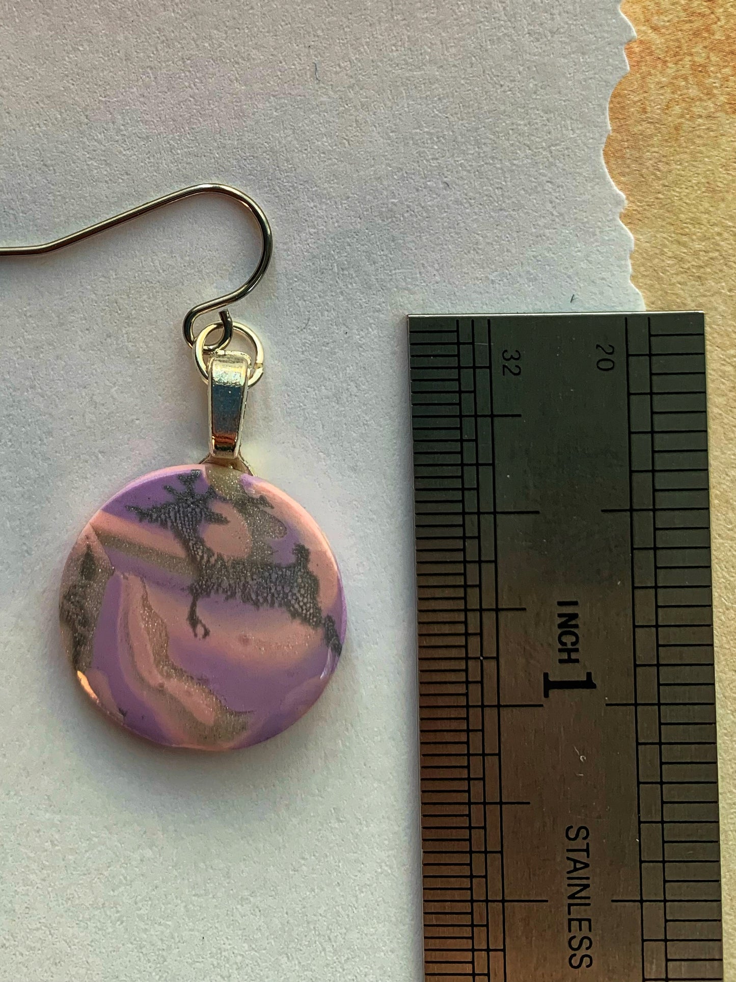 Handmade Holiday Polymer Clay Pink, Purple and Silver Reindeer Earrings 2