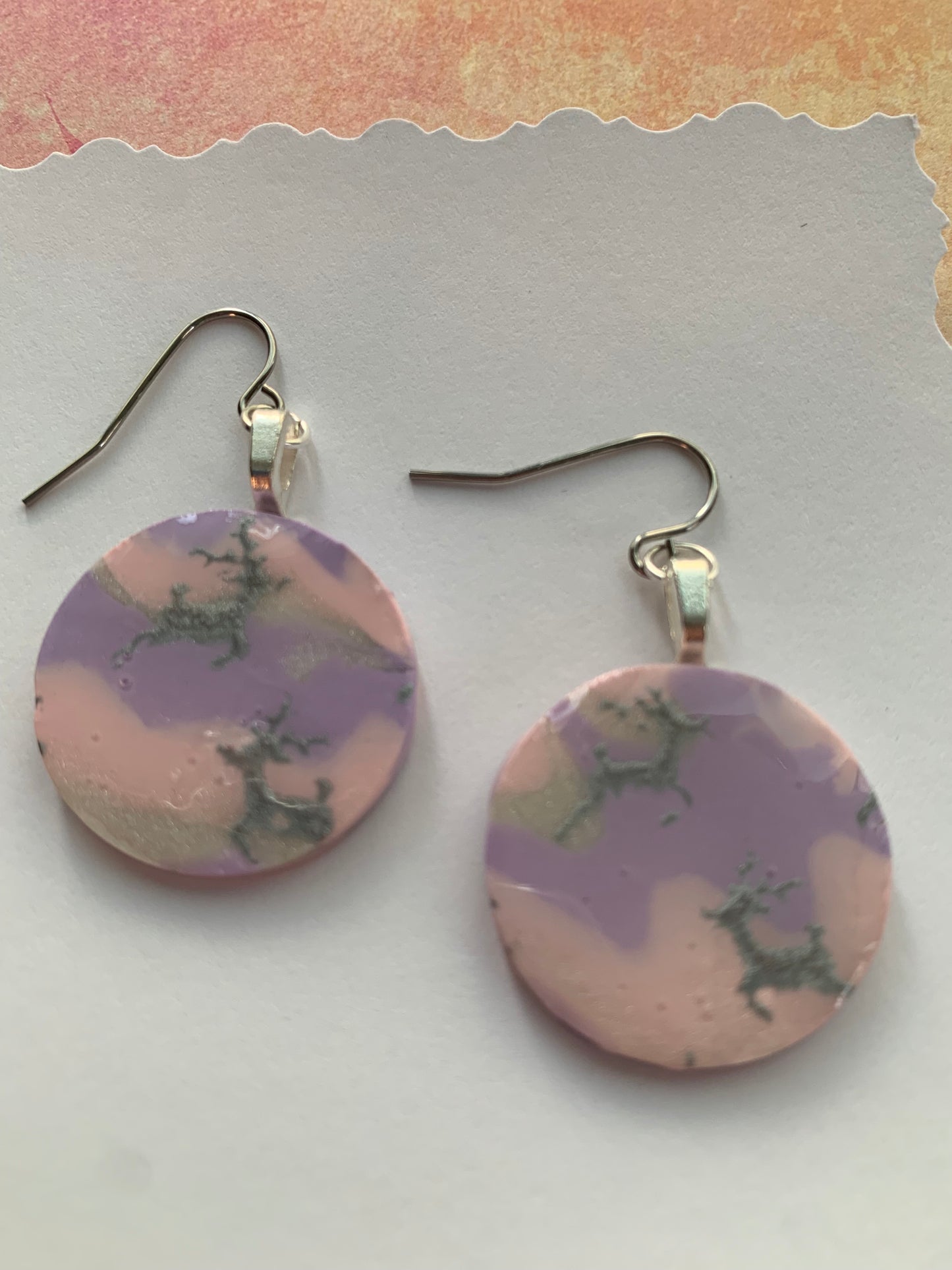 Handmade Holiday Polymer Clay Pink, Purple and Silver Reindeer Earrings 1
