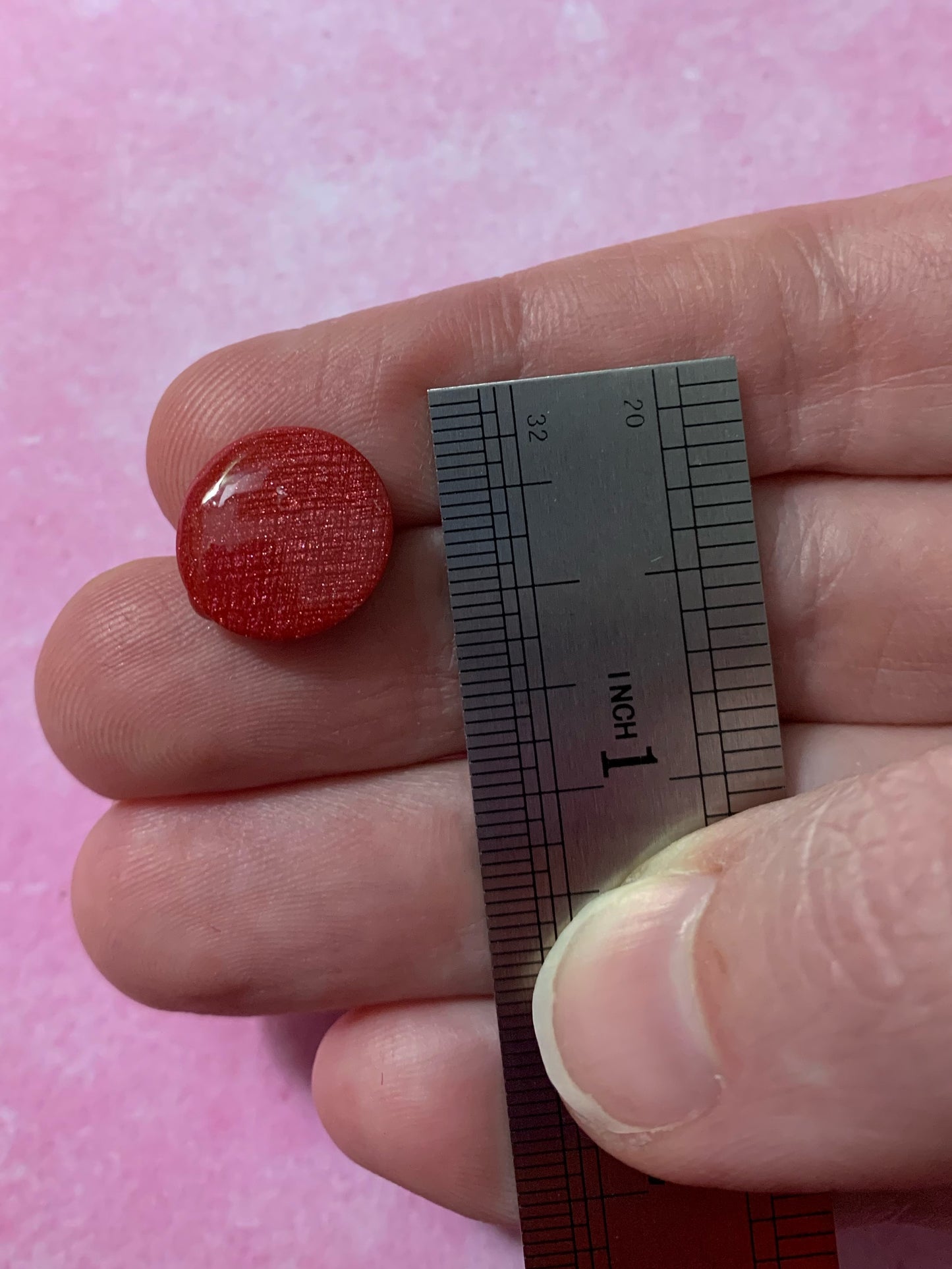 Handmade Red Glitter Polymer Clay Textured Post Earrings with Red Pearl Mica Powder