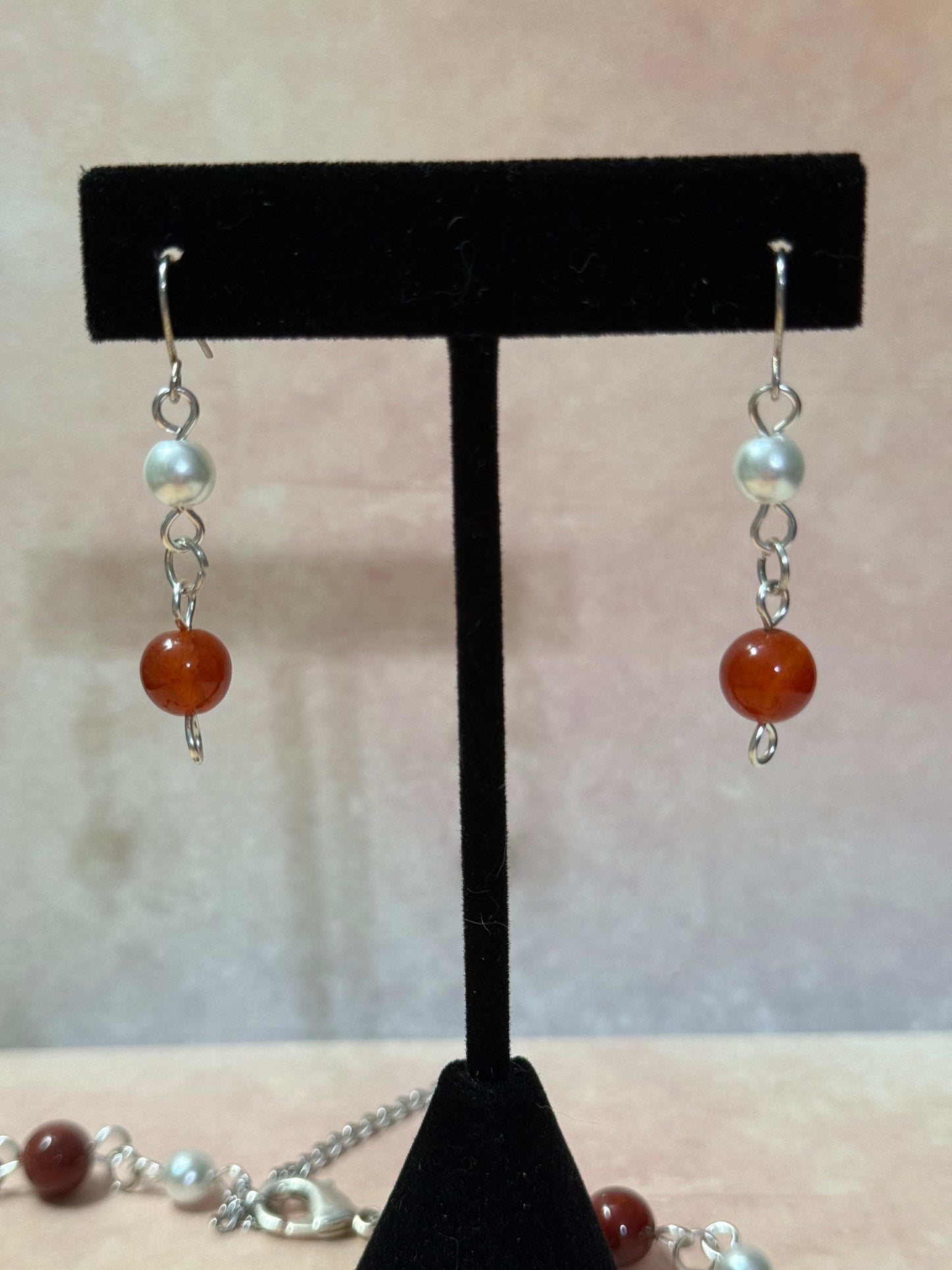 Czech Glass Multicolored Bead Link Necklace, Bracelet and Earrings Set