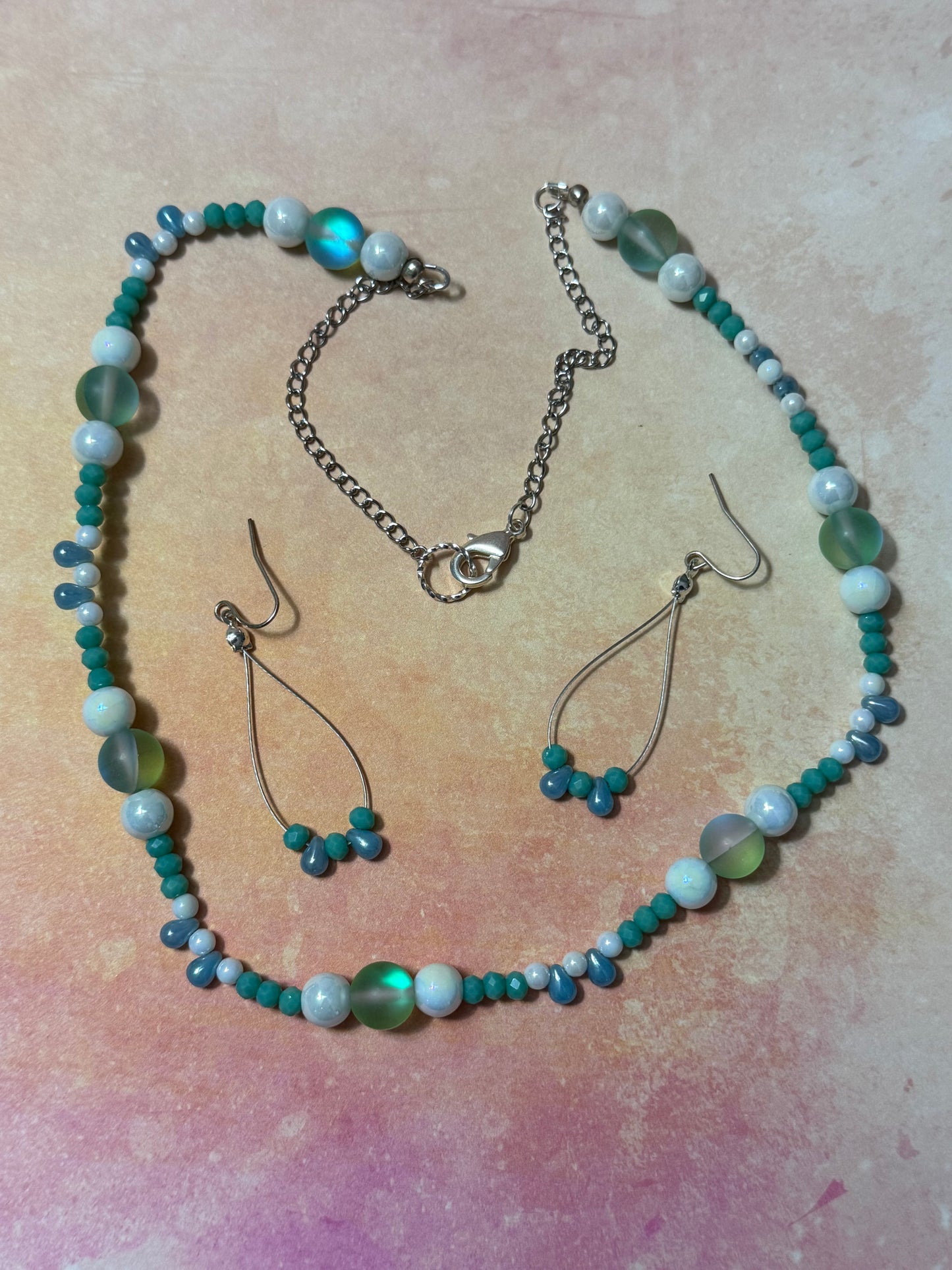 Northern Lights Inspired Necklace and Earrings Set